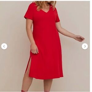 Torrid Women's Red Short Sleeve Cotton Knee Length Dress Size 1 - NEW